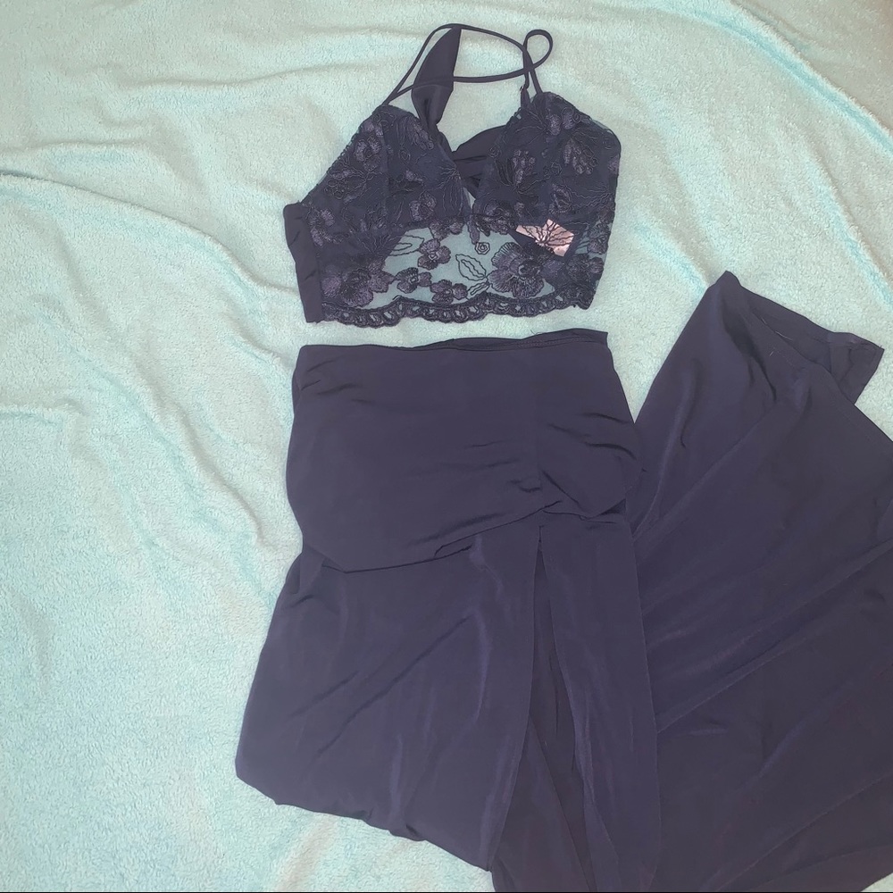 navy blue 2 piece set maxi dress (lucy in the sky)